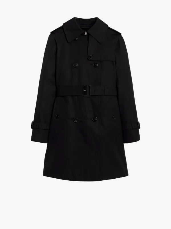 MUIE Black Cotton Short Trench Coat | LM-1012F