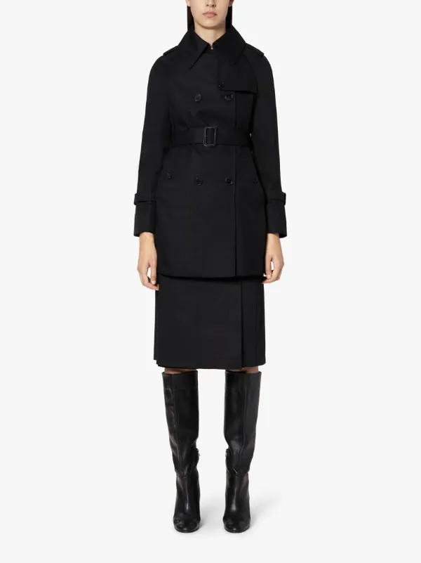 MUIE Black Cotton Short Trench Coat | LM-1012F