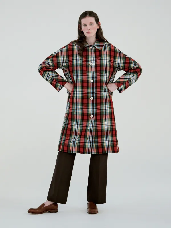 Multi coloured check clearance coat