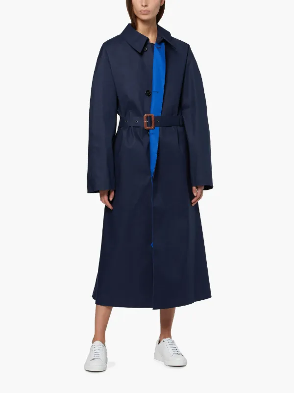 Navy & Blue Bonded Cotton Oversized Trench Coat