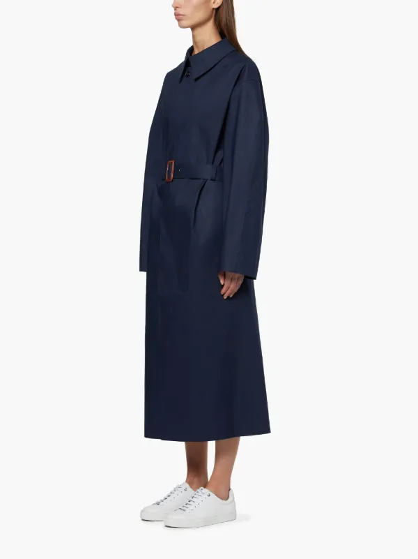 Navy & Blue Bonded Cotton Oversized Trench Coat