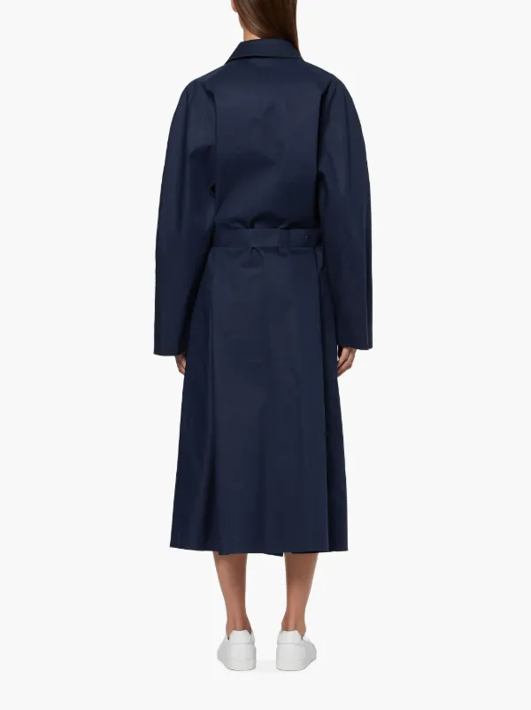 Navy & Blue Bonded Cotton Oversized Trench Coat