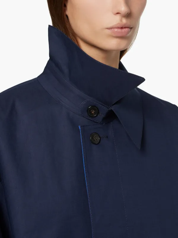 Navy & Blue Bonded Cotton Oversized Trench Coat