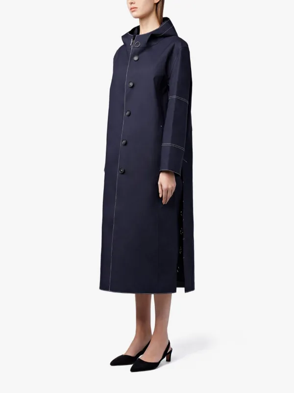 Navy Bonded Cotton Hooded Coat