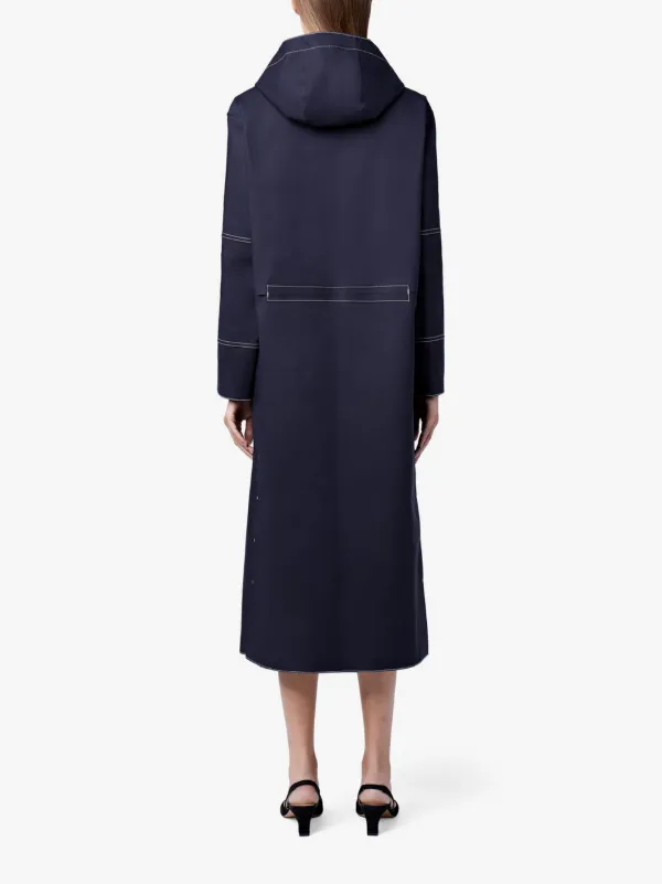 Navy Bonded Cotton Hooded Coat