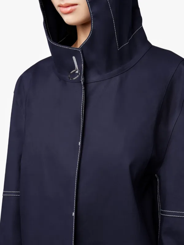 Navy Bonded Cotton Hooded Coat