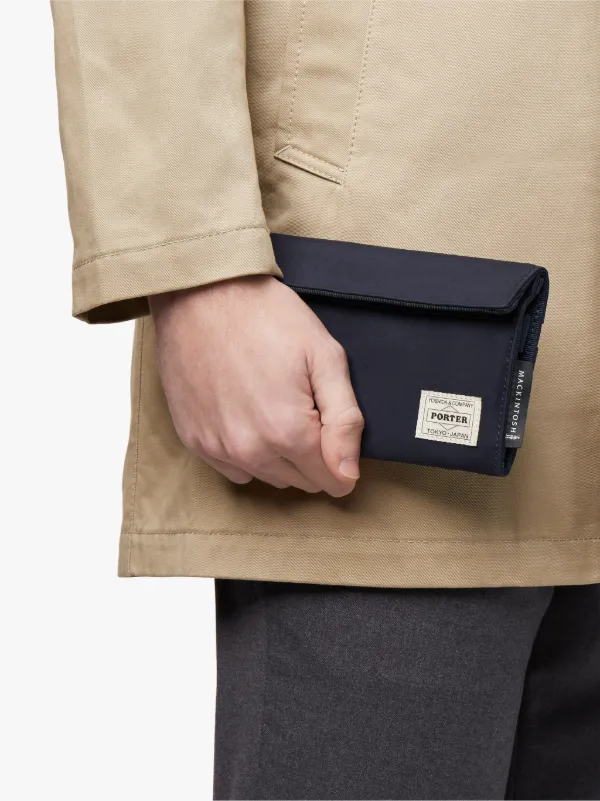 Navy Bonded Cotton Porter Long Wallet