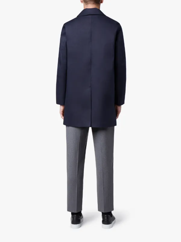 Navy Bonded Cotton Short Mackintosh Coat