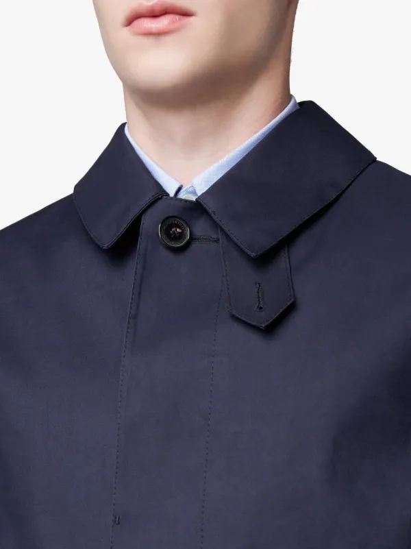 Navy Bonded Cotton Short Mackintosh Coat