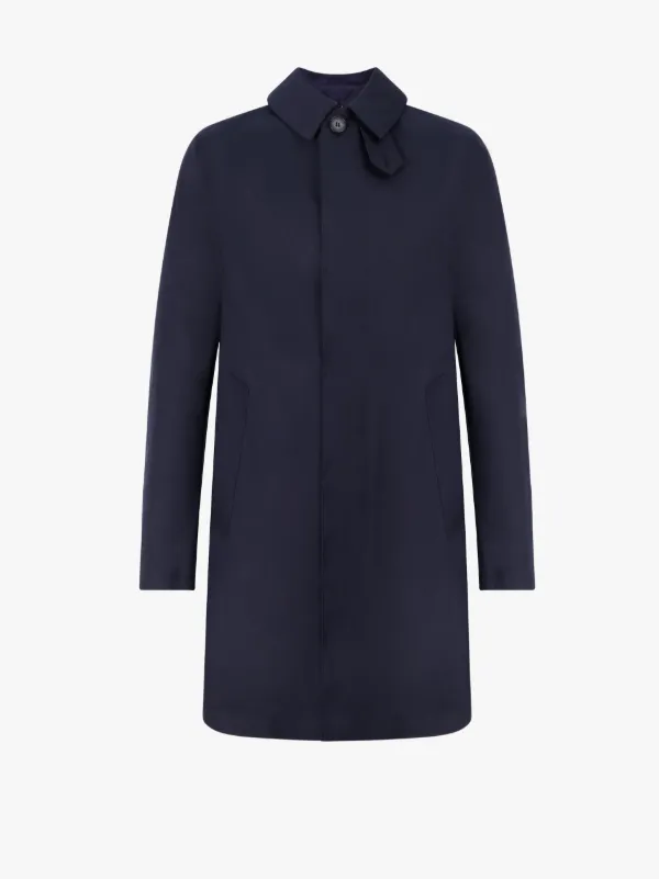 Navy Bonded Cotton Short Mackintosh Coat