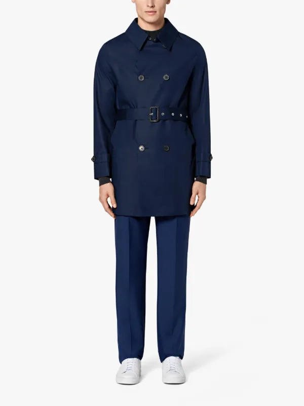 Navy Cotton Storm System Short Trench Coat GM-005BS