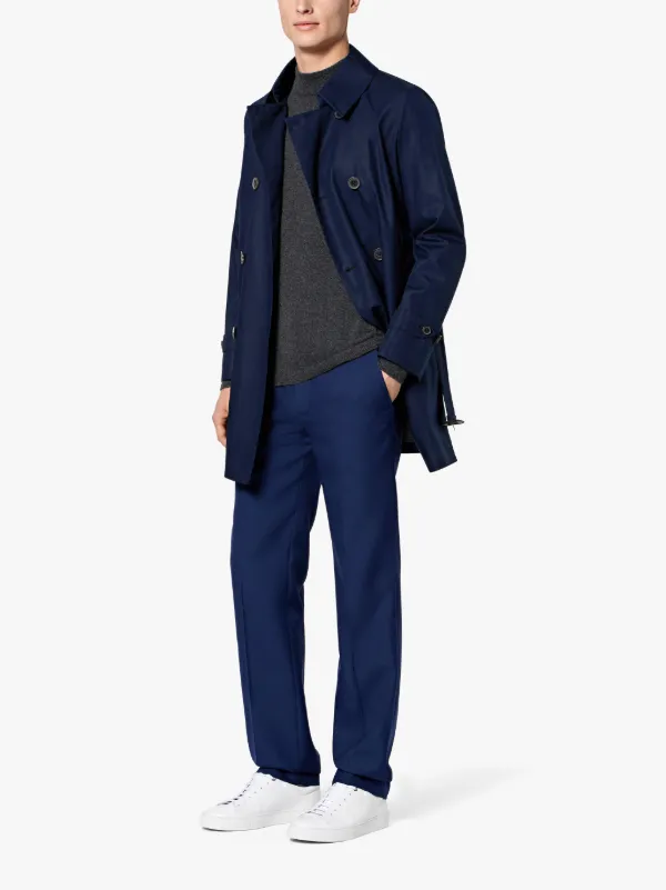 Navy Cotton Storm System Short Trench Coat GM-005BS