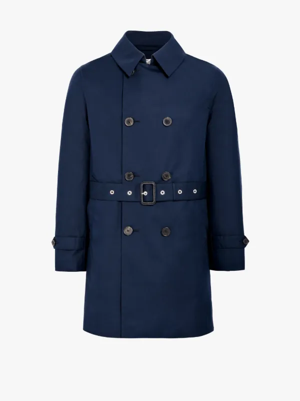 Navy Cotton Storm System Short Trench Coat GM-005BS