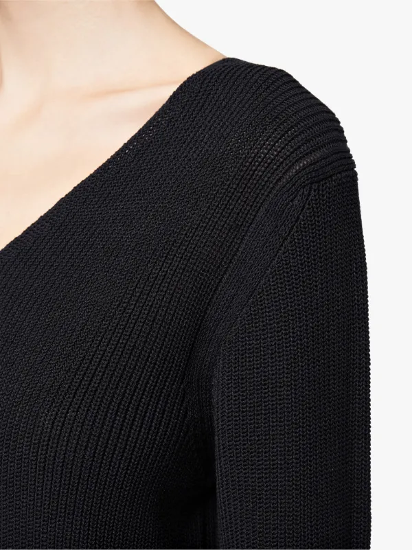 Navy Cotton V-Neck Sweater