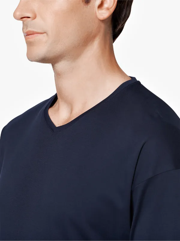 Navy Cotton V-Neck T-Shirt | GCS-026