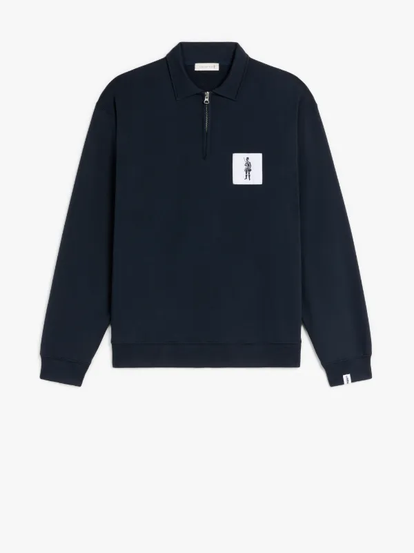 Navy Cotton Zip Front Sweatshirt | GJM-200