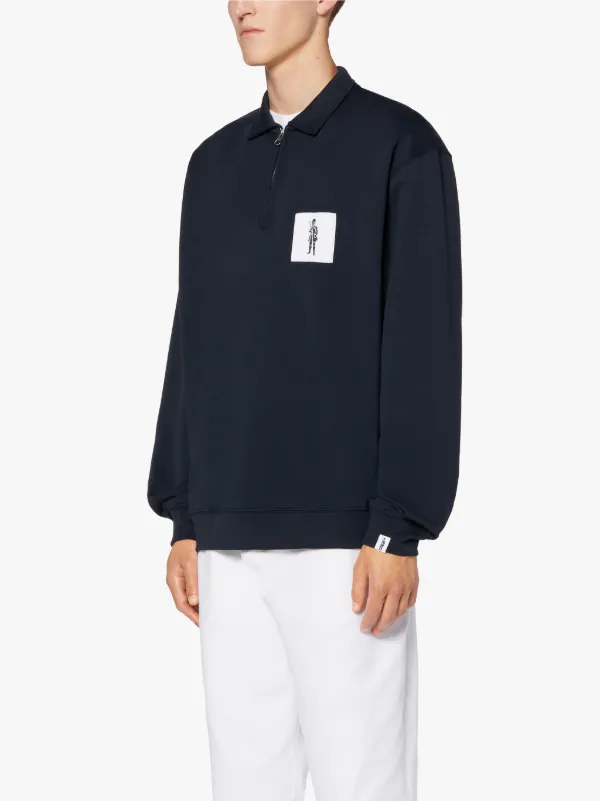 Navy Cotton Zip Front Sweatshirt | GJM-200