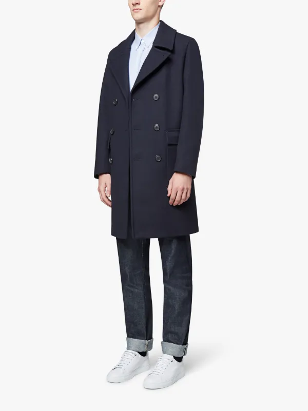 navy double breasted wool coat