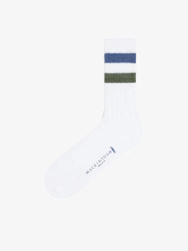 Navy & Four Leaf Clover Striped Cotton Socks