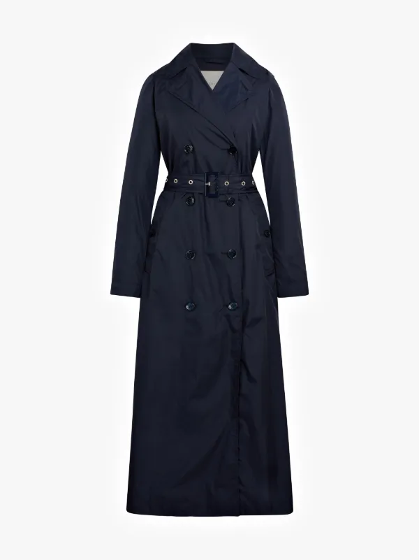 Navy Nylon Long Trench Coat LM-091B