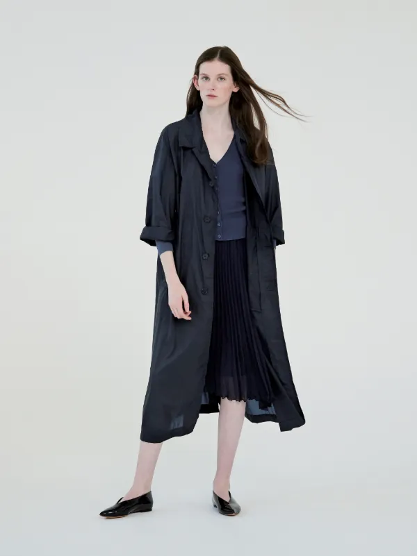 Navy Nylon Oversized Coat LM-100B