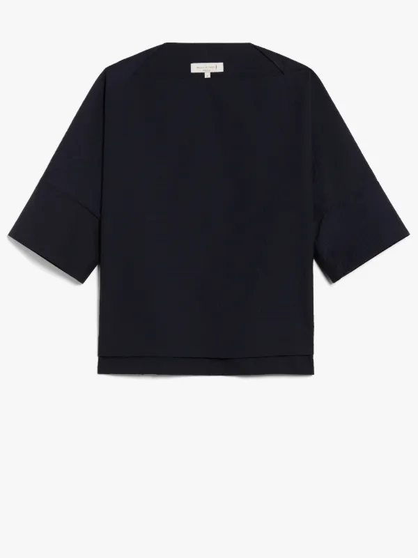 Navy Slash Neck Top