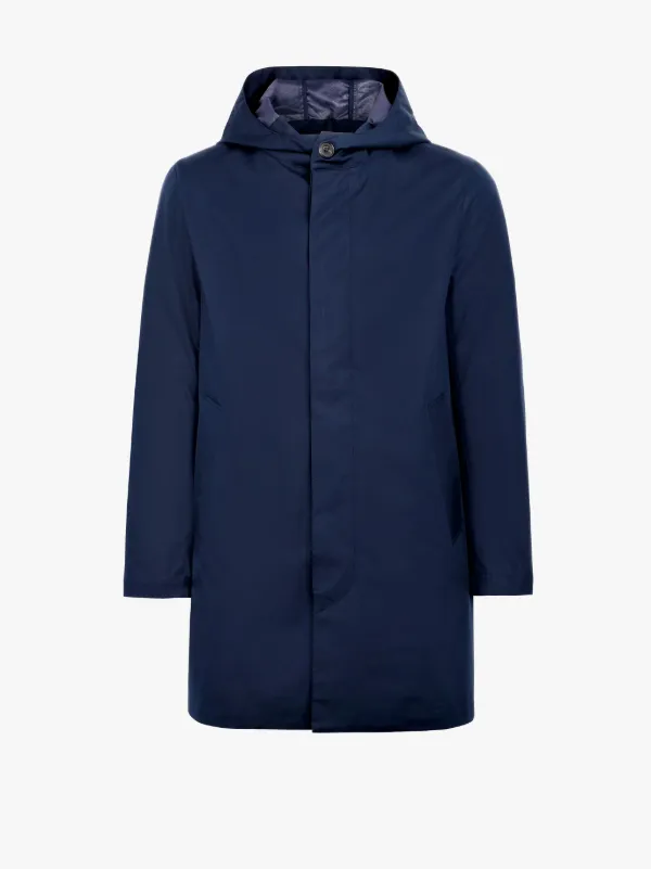 Navy Storm System Cotton Short Hooded Coat | GM-007B/SH