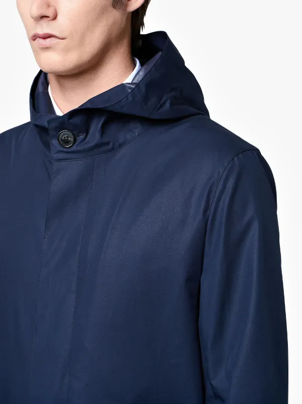 Navy Storm System Cotton Short Hooded Coat | GM-007B/SH