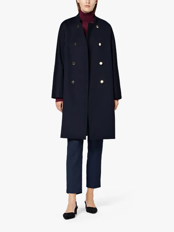 Navy Storm System Wool Double Breasted Coat LM-072F