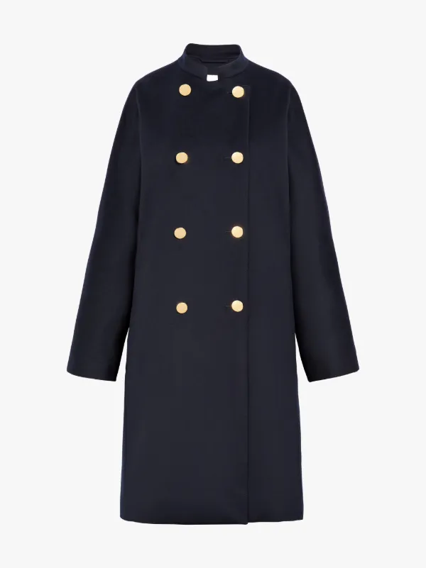 Navy Storm System Wool Double Breasted Coat LM-072F