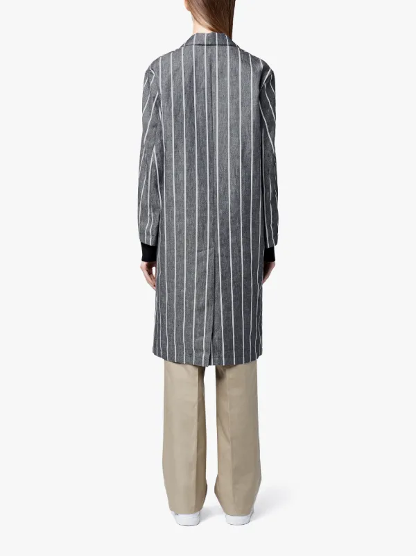 Navy Striped Linen Storm System Coat