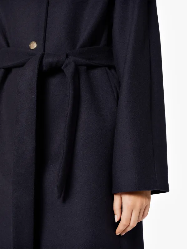 navy wool belted coat