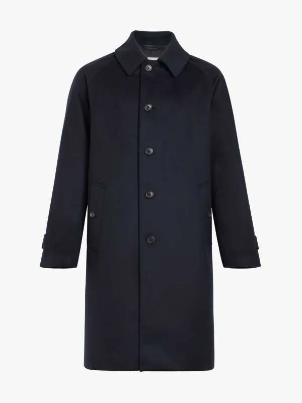 Navy Wool & Cashmere Overcoat GM-107F