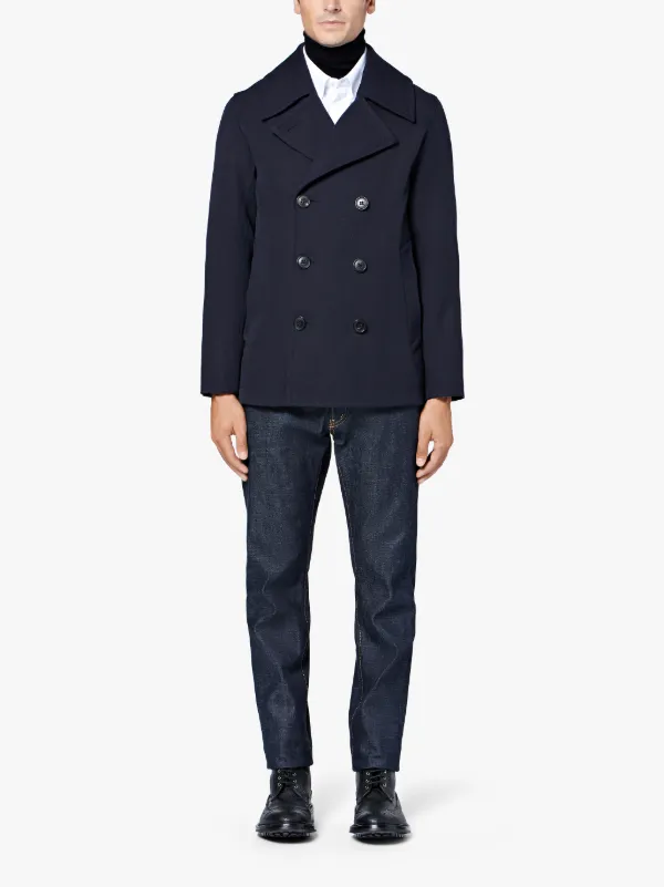 Navy Wool & Cashmere Pea Coat GM-119F