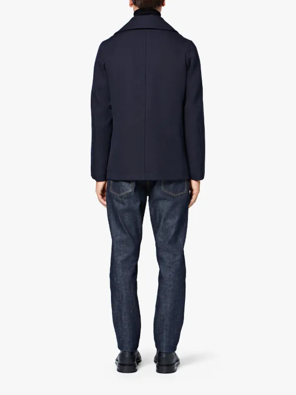 Navy Wool & Cashmere Pea Coat GM-119F