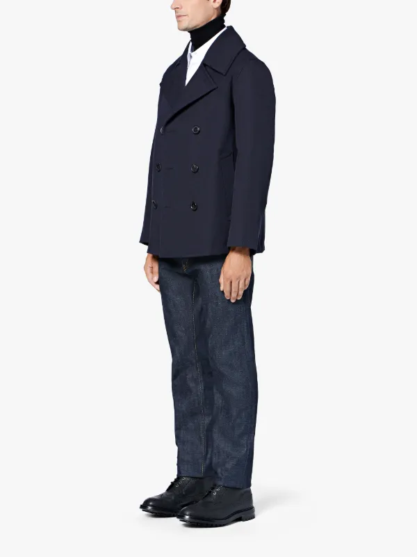 Navy Wool & Cashmere Pea Coat GM-119F