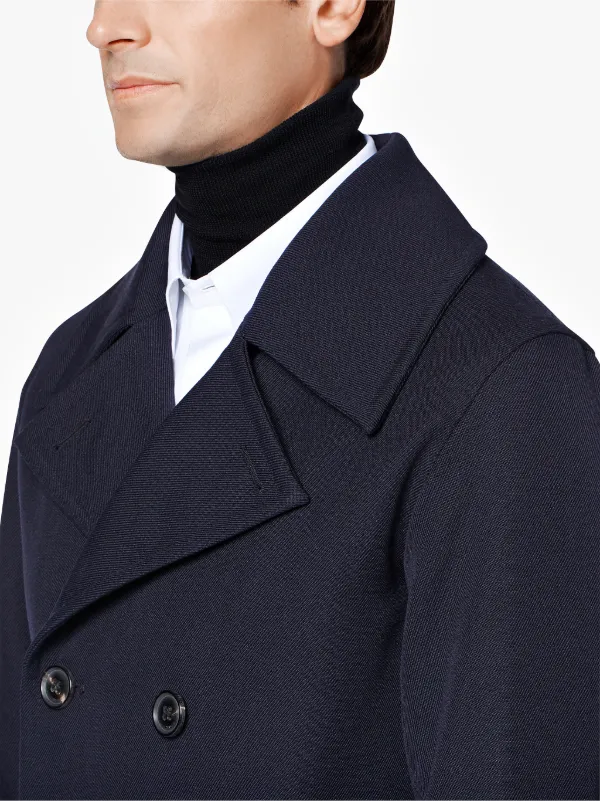 Navy Wool & Cashmere Pea Coat GM-119F