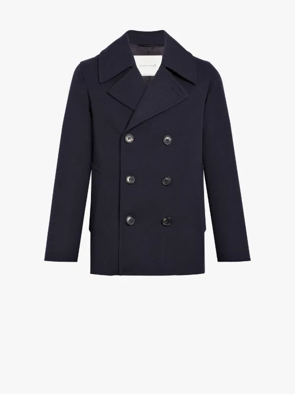Navy Wool & Cashmere Pea Coat GM-119F