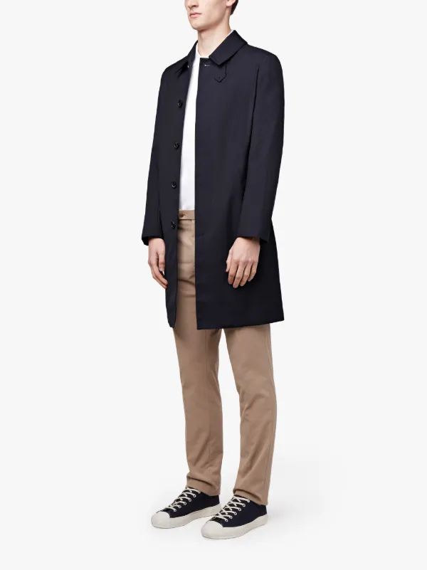 Navy Wool Storm System Mackintosh Coat