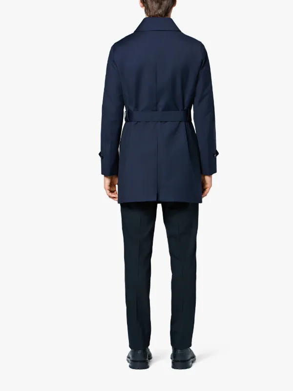 Navy Wool Storm System Short Trench Coat