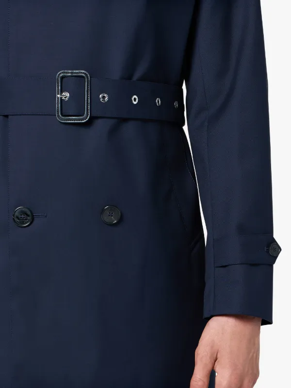 Navy Wool Storm System Short Trench Coat