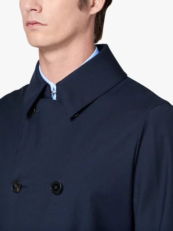 Navy Wool Storm System Short Trench Coat