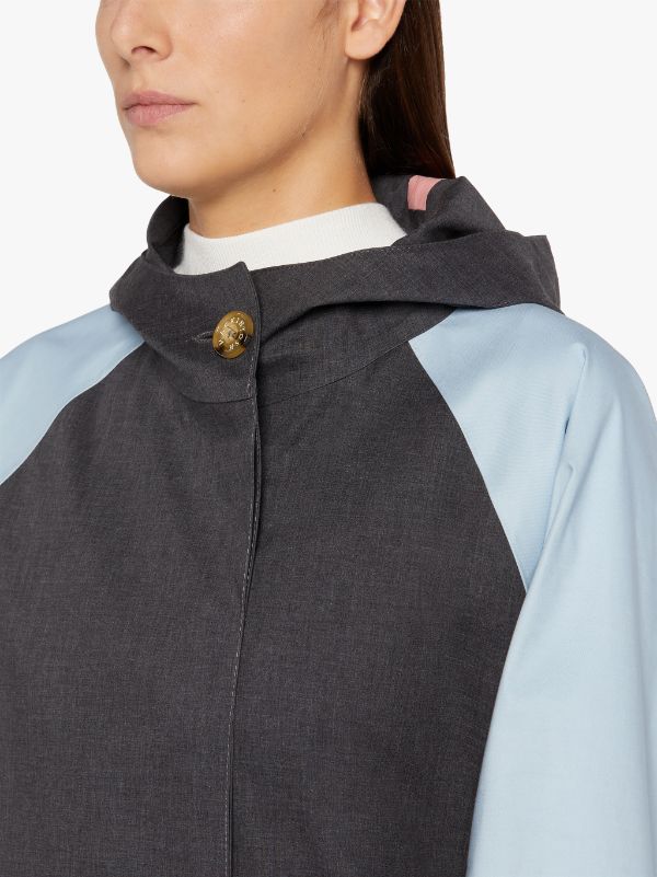 ORLA Grey Colour Block Bonded Cotton Hooded Coat | LRF-301