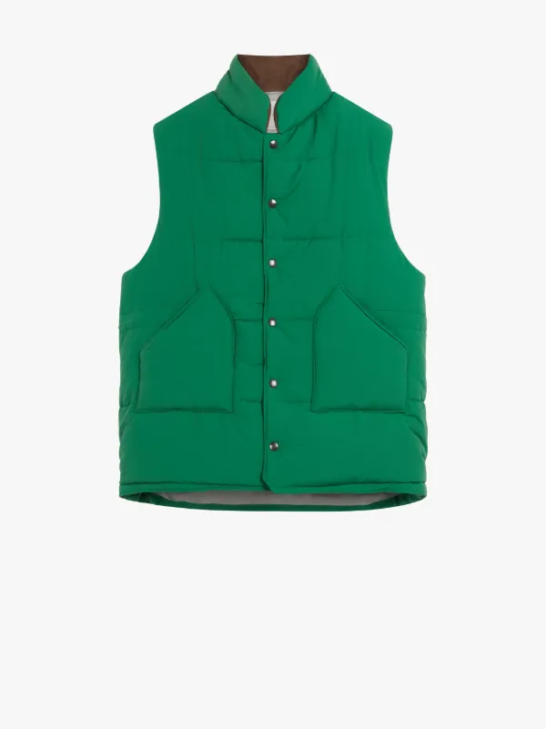 OSAKA Bright Green Rain System Wool & Nylon Blend Gilet | GQF-304