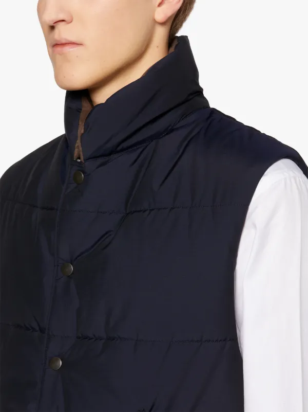 OSAKA Navy Rain System Wool & Nylon Blend Gilet | GQF-304