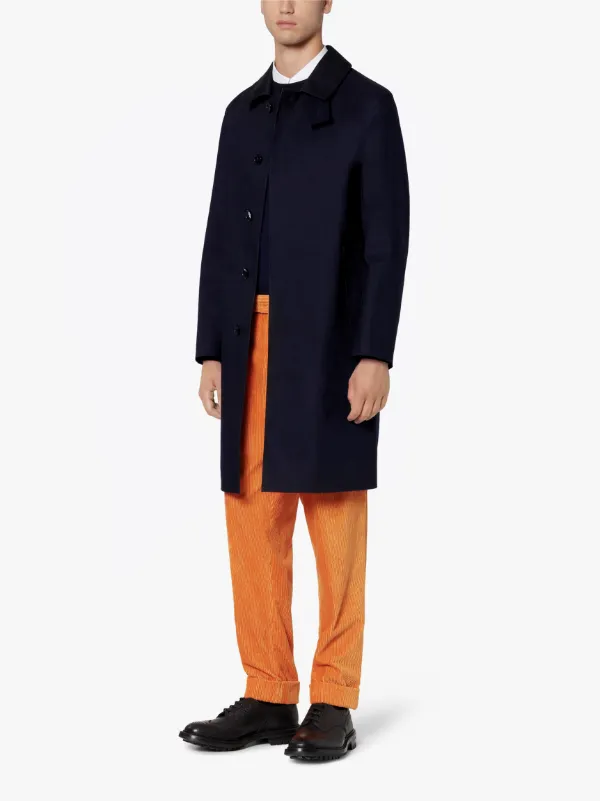 OXFORD Navy Bonded Cotton 3/4 Coat | GRC-108 | Mackintosh