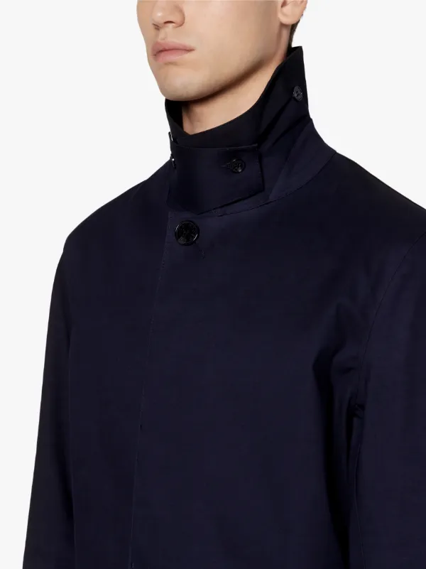 OXFORD Navy Bonded Cotton 3/4 Coat | GRC-108 | Mackintosh