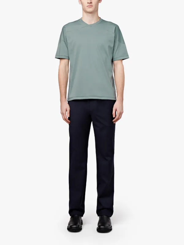 Pale Green Cotton 0002 Cross Collar T-Shirt | Mackintosh