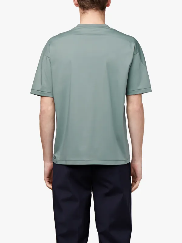 Pale Green Cotton 0002 Cross Collar T-Shirt