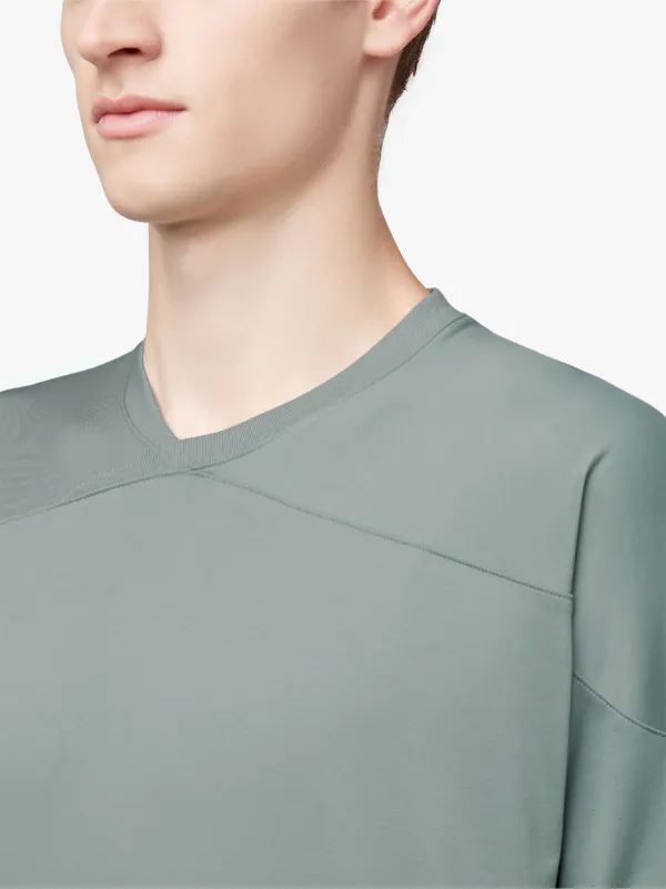 Pale Green Cotton 0002 Cross Collar T-Shirt